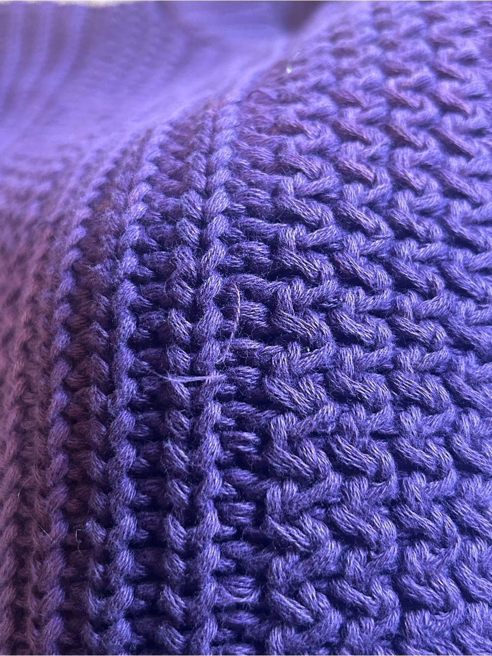 Vintage Eddie Bauer Purple Textured Cotton Mock Neck Sweater Large 90s - Picture 9 of 11